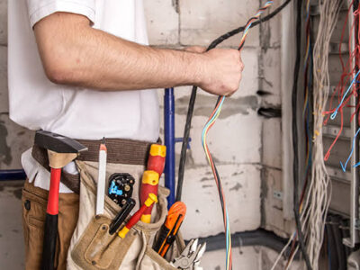 The electrician work in company